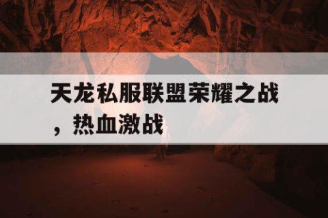 天龙私服联盟荣耀之战，热血激战