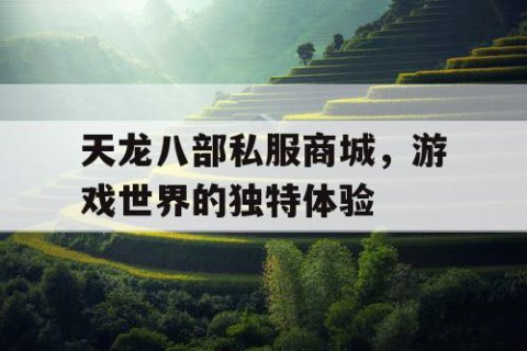 天龙八部私服商城，游戏世界的独特体验