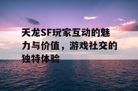 天龙SF玩家互动的魅力与价值，游戏社交的独特体验