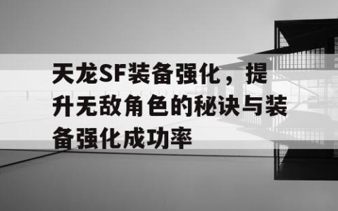 天龙SF装备强化，提升无敌角色的秘诀与装备强化成功率