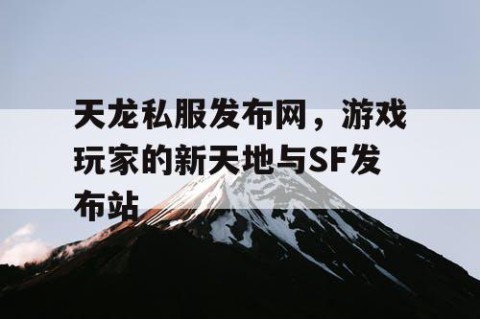 天龙私服发布网，游戏玩家的新天地与SF发布站