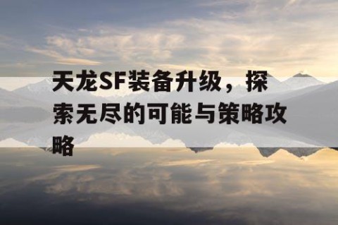 天龙SF装备升级，探索无尽的可能与策略攻略