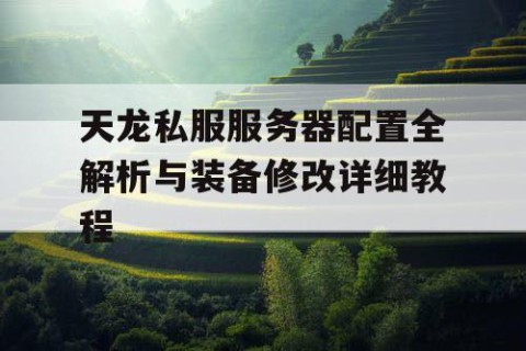 天龙私服服务器配置全解析与装备修改详细教程