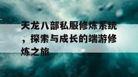 天龙八部私服修炼系统，探索与成长的端游修炼之旅