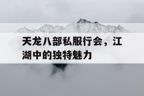 天龙八部私服行会，江湖中的独特魅力