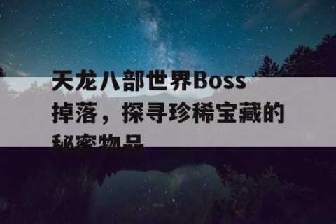 天龙八部世界Boss掉落，探寻珍稀宝藏的秘密物品