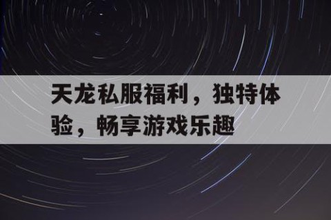 天龙私服福利，独特体验，畅享游戏乐趣