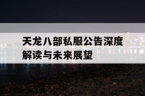 天龙八部私服公告深度解读与未来展望