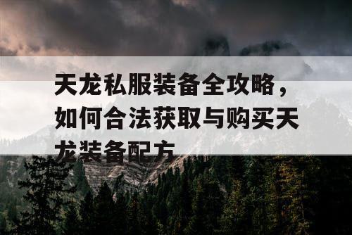 天龙私服装备全攻略，如何合法获取与购买天龙装备配方