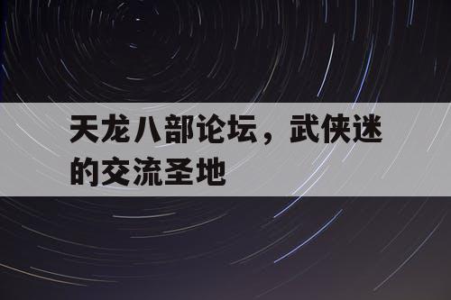 天龙八部论坛，武侠迷的交流圣地