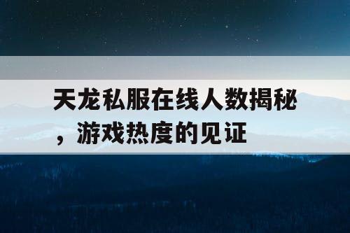 天龙私服在线人数揭秘，游戏热度的见证